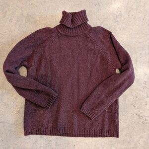 Chocolate Brown Vintage Turtleneck Sweater Wool Cotton Blend Medium